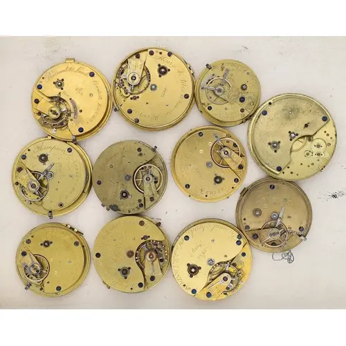 Eleven fusee lever pocket watch movements principally for re...