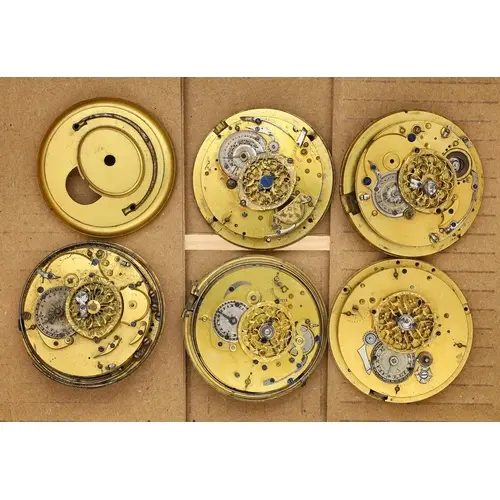 Two fusee verge repeater pocket watch movements for repair, ...