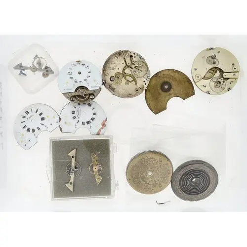 Hebdomas and 8 Days pocket watch movement parts to include m...