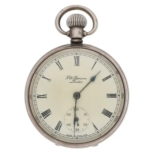 Smiths for J.W. Benson silver lever pocket watch, Birmingham...