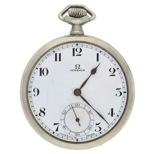 Omega nickel cased lever pocket watch, serial no. 8109504, c...