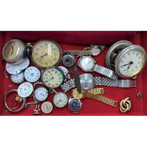 Silver officers trench wristwatch for repair, similar gunmet...