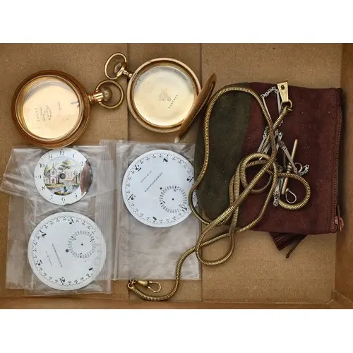 Two Semikrograph enamel stopwatch dials, 52mm; together with...