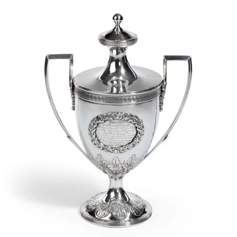 George III Lloyds Patriotic Fund silver and silver gilt vase and cover