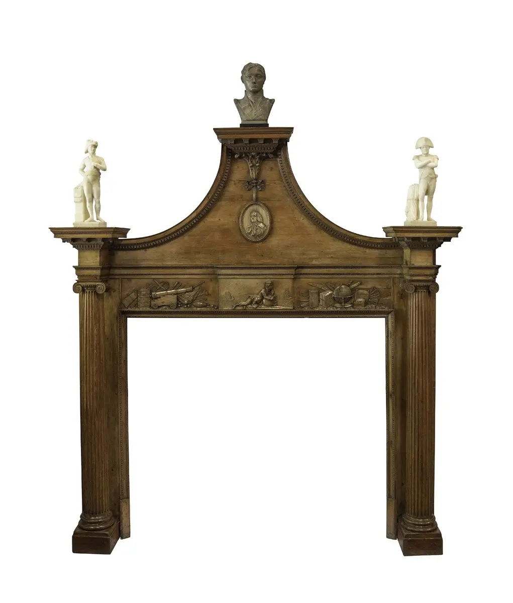 A George III carved pine chimneypiece from The Marine Society by Tousey, 1775