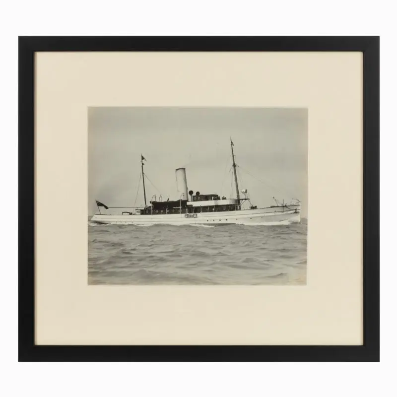Early silver gelatin Photographic print the Steam yacht Cressida at