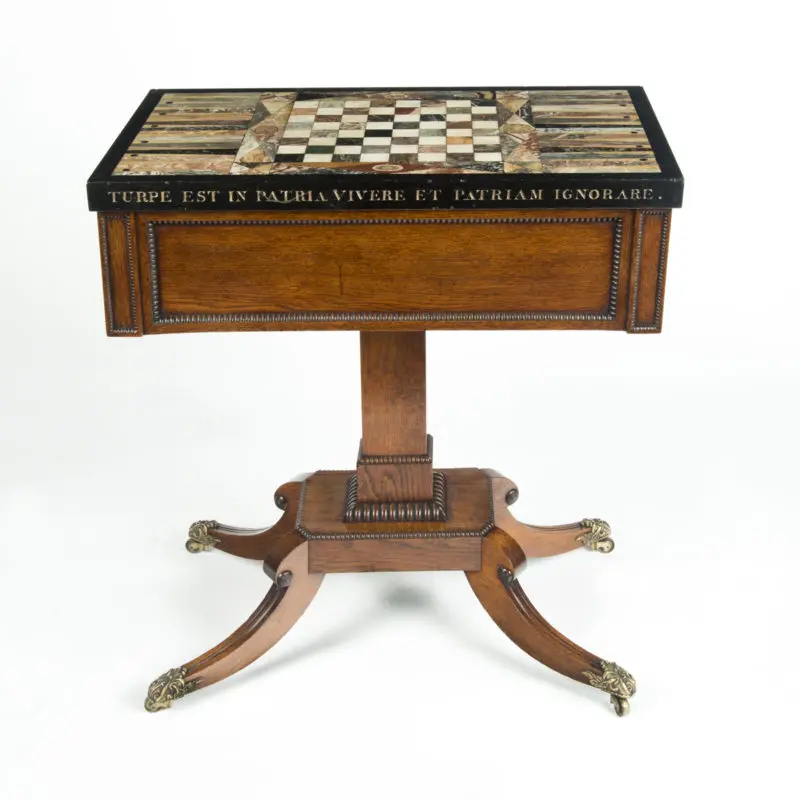 An unusual George IV specimen marble backgammon table attributed to Gillows