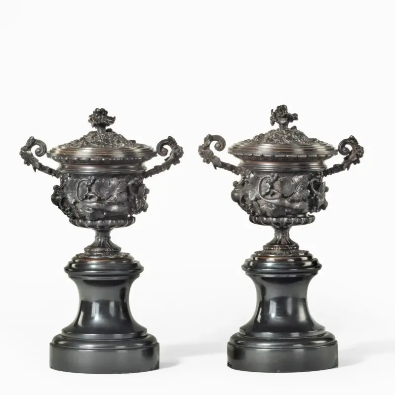 A Fine Pair of Bronze Urns or Vases and Covers c.1870