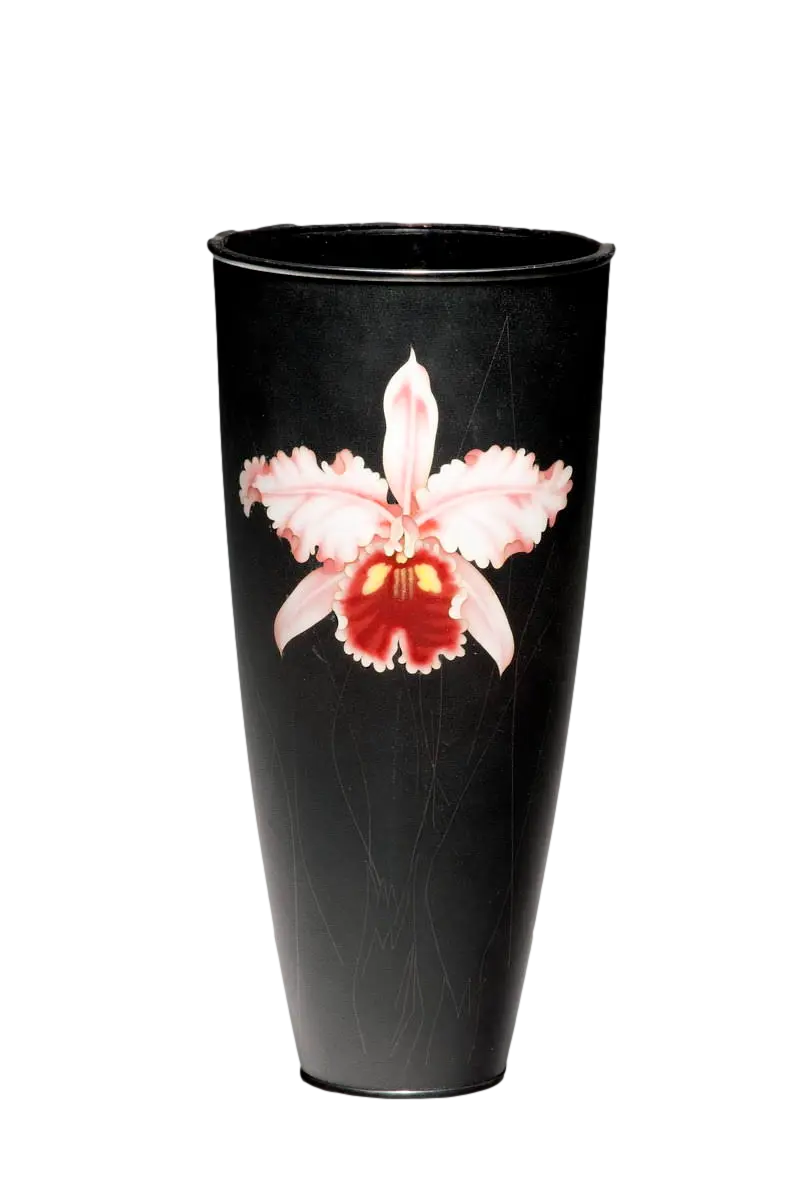 A Japanese orchid vase by Ando, Showa period