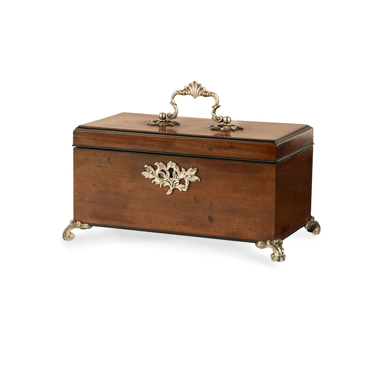 A late George III mahogany tea caddy