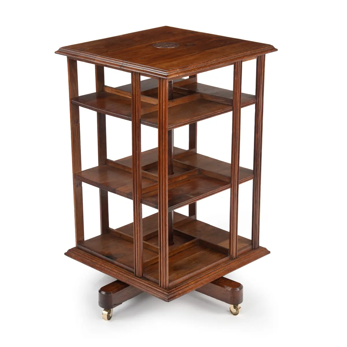 A Small Revolving Bookcase made from Oak and Pine Timbers and Copper