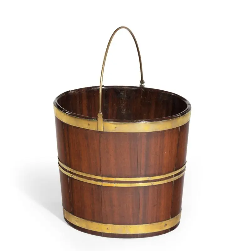 A late George III brass bound bucket