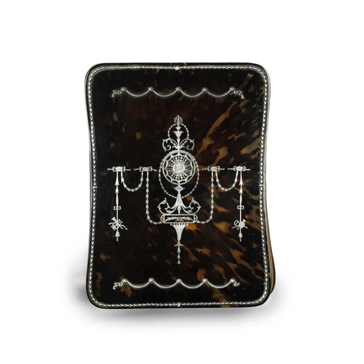 A superb late Victorian tortoiseshell and silver piqué desk blotter