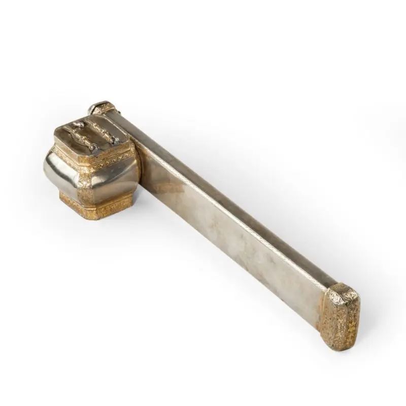 An Ottoman Empire parcel-gilt silver qalamdan