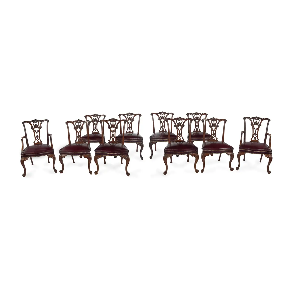 A Fine Set of 10 George III Style Mahogany Dining Chairs Stamped Gillows