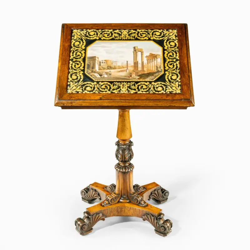 A George IV rosewood and scagliola occasional table attributed to