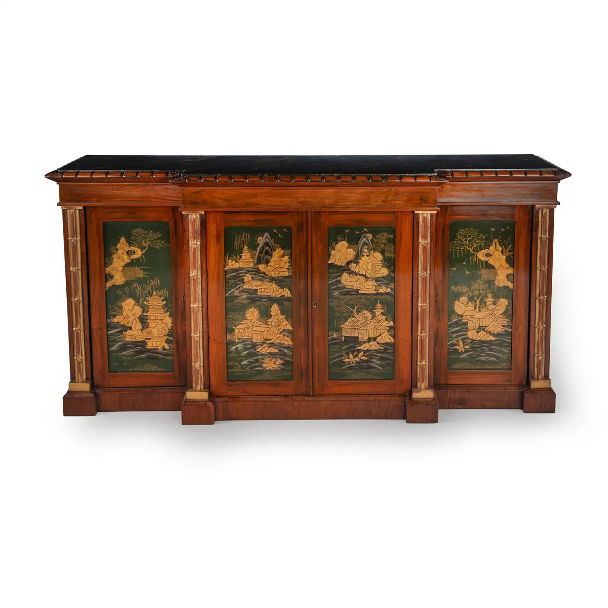 A Decorative Regency S 19th Century English Side Cabinet with Orientalist