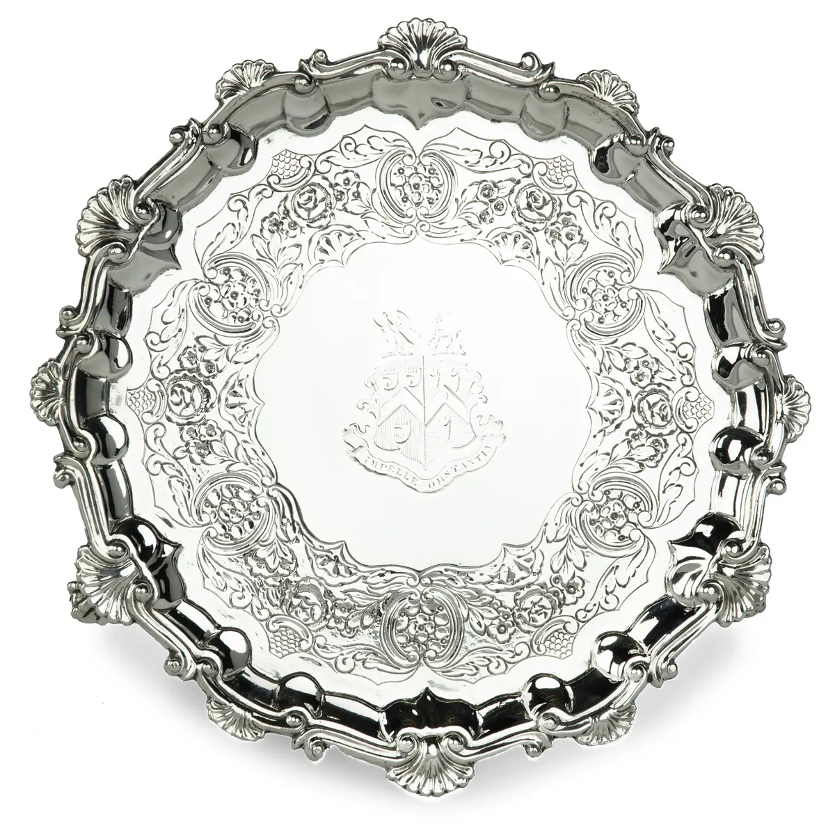 A George IV crested silver tray commemorating the marriage of Lieutenant