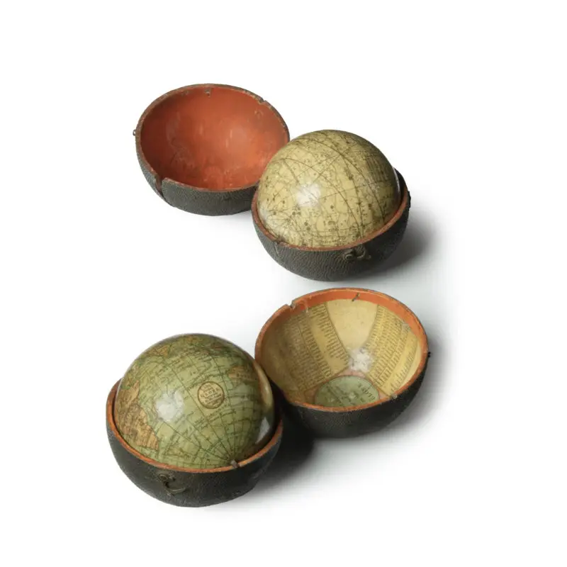 Pair of George III 3 inch pocket globes by J & W Cary, one dated 1791