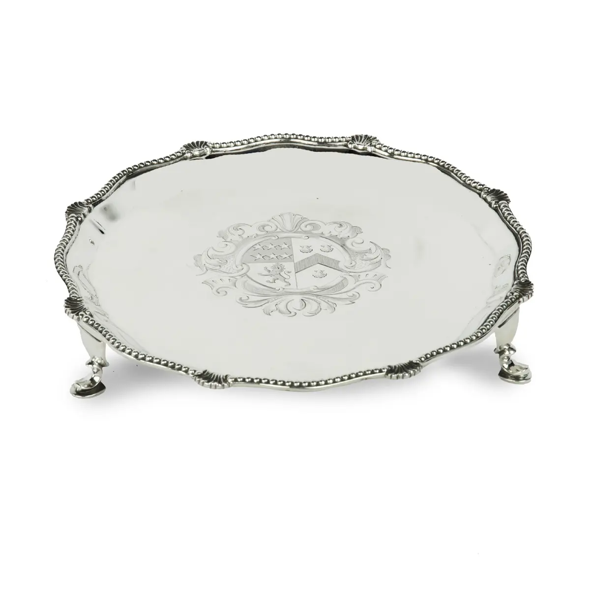 A Victorian silver armorial tray presented to Brig. General Sir Bertram
