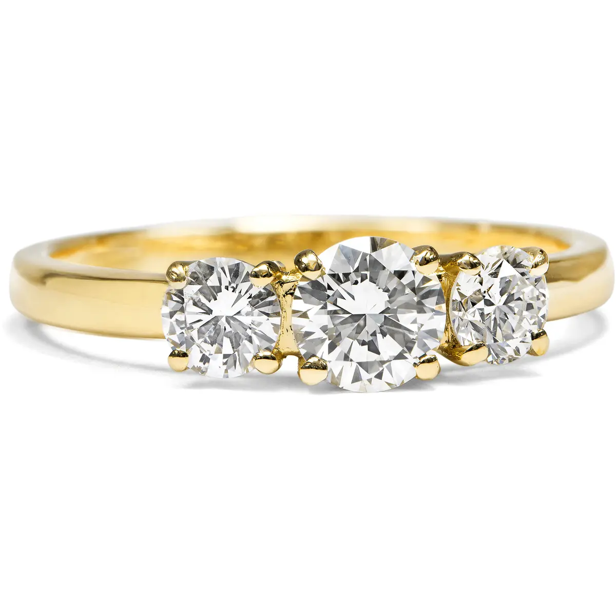 Sparkling “Trilogy” Ring with 0.86 ct Vintage Brilliant-Cut Diamonds