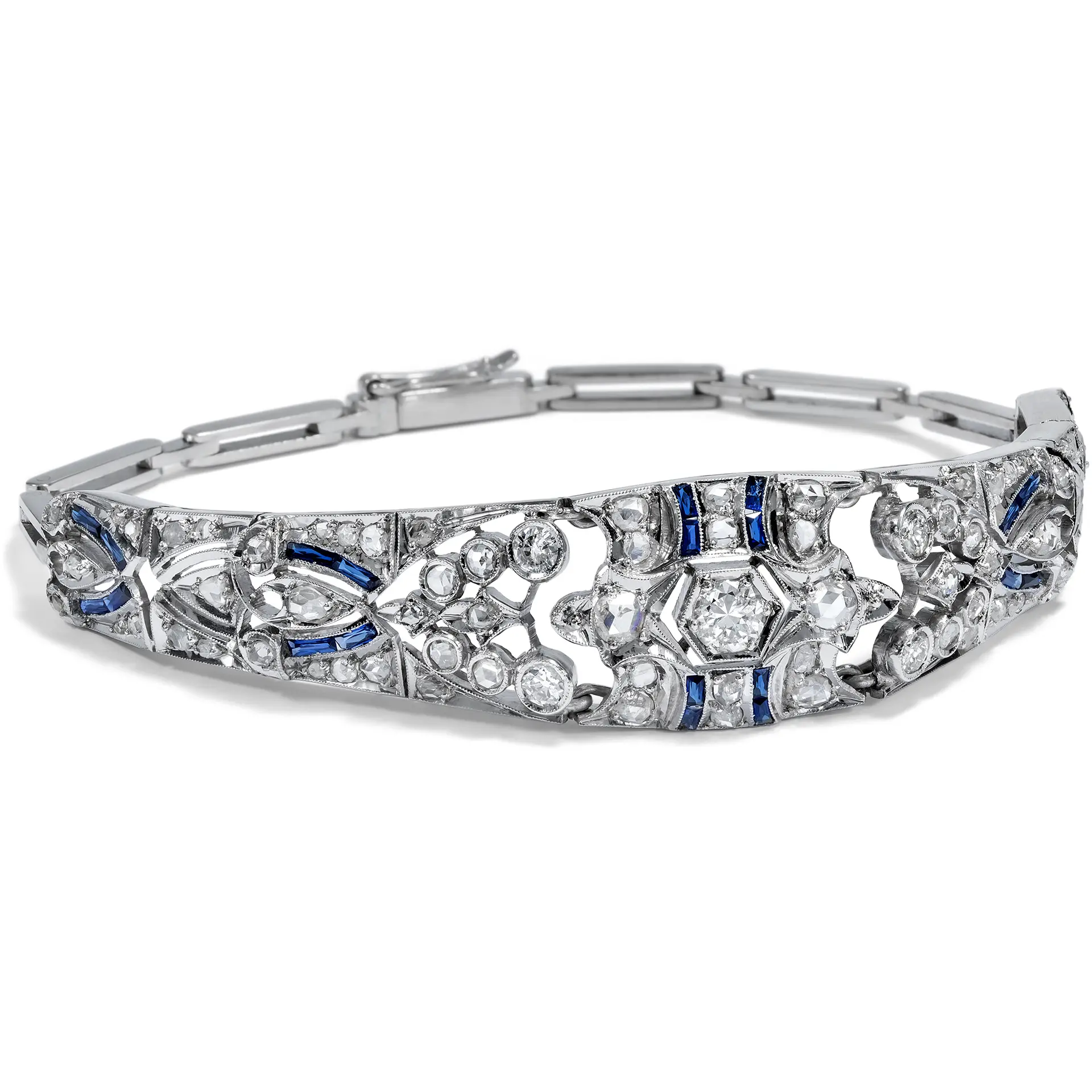 Elegant Belle Époque Silver Bracelet with Diamonds, c. 1915