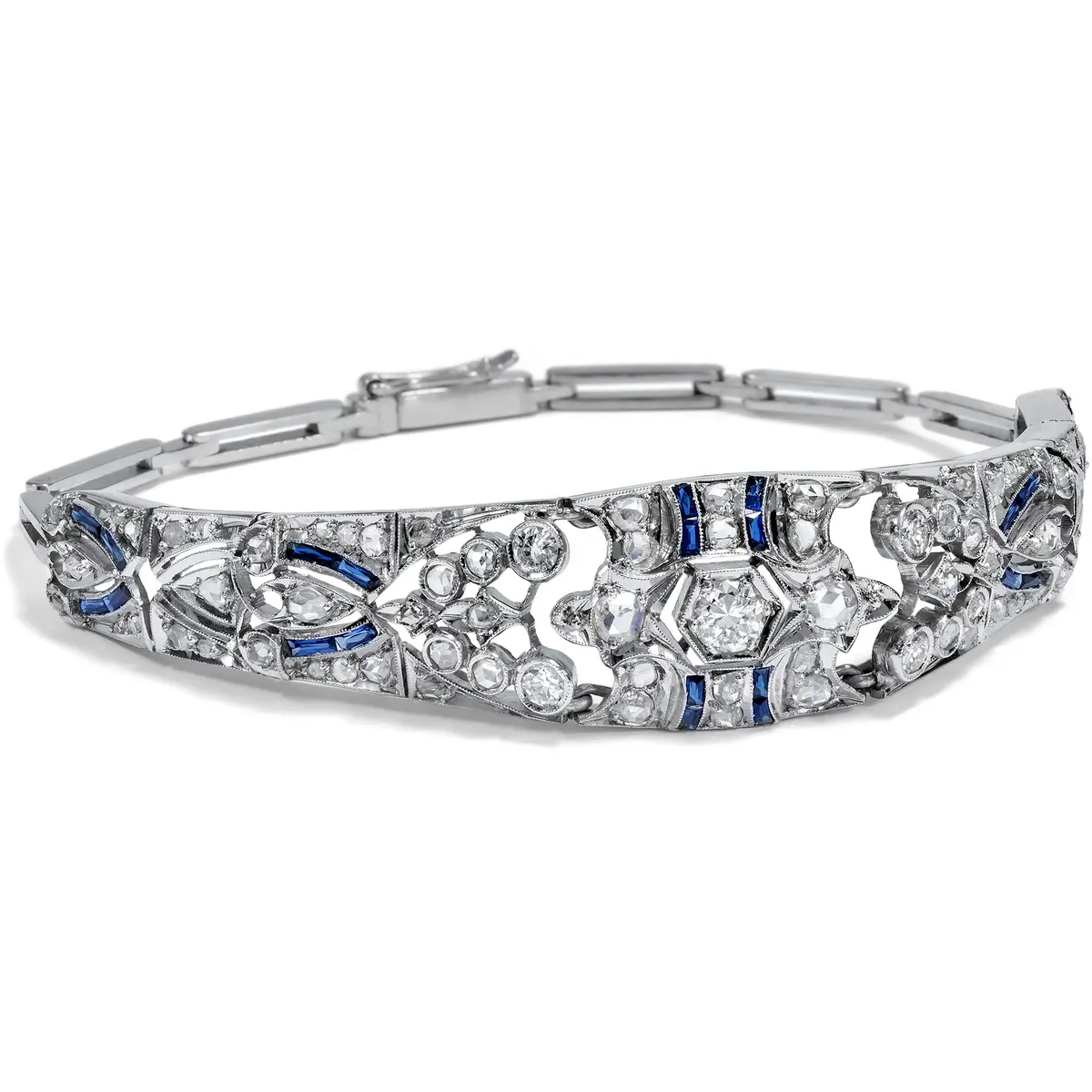 Elegant Belle Époque Silver Bracelet with Diamonds, c. 1915