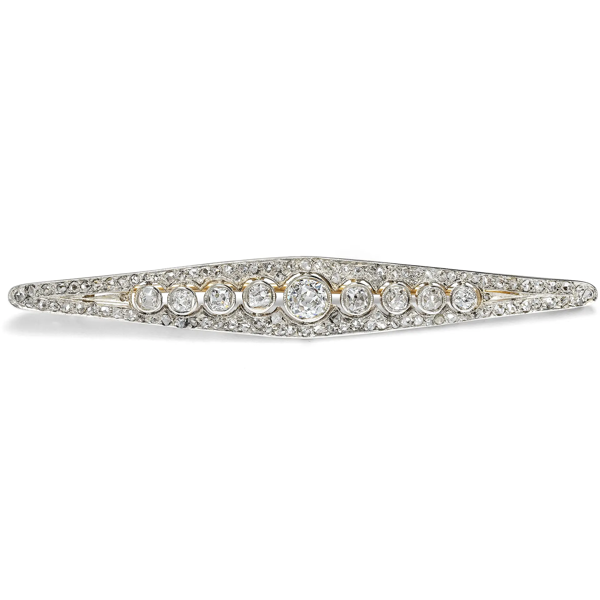 Elegant Art Deco Bar Brooch with Antique Diamonds, c. 1930