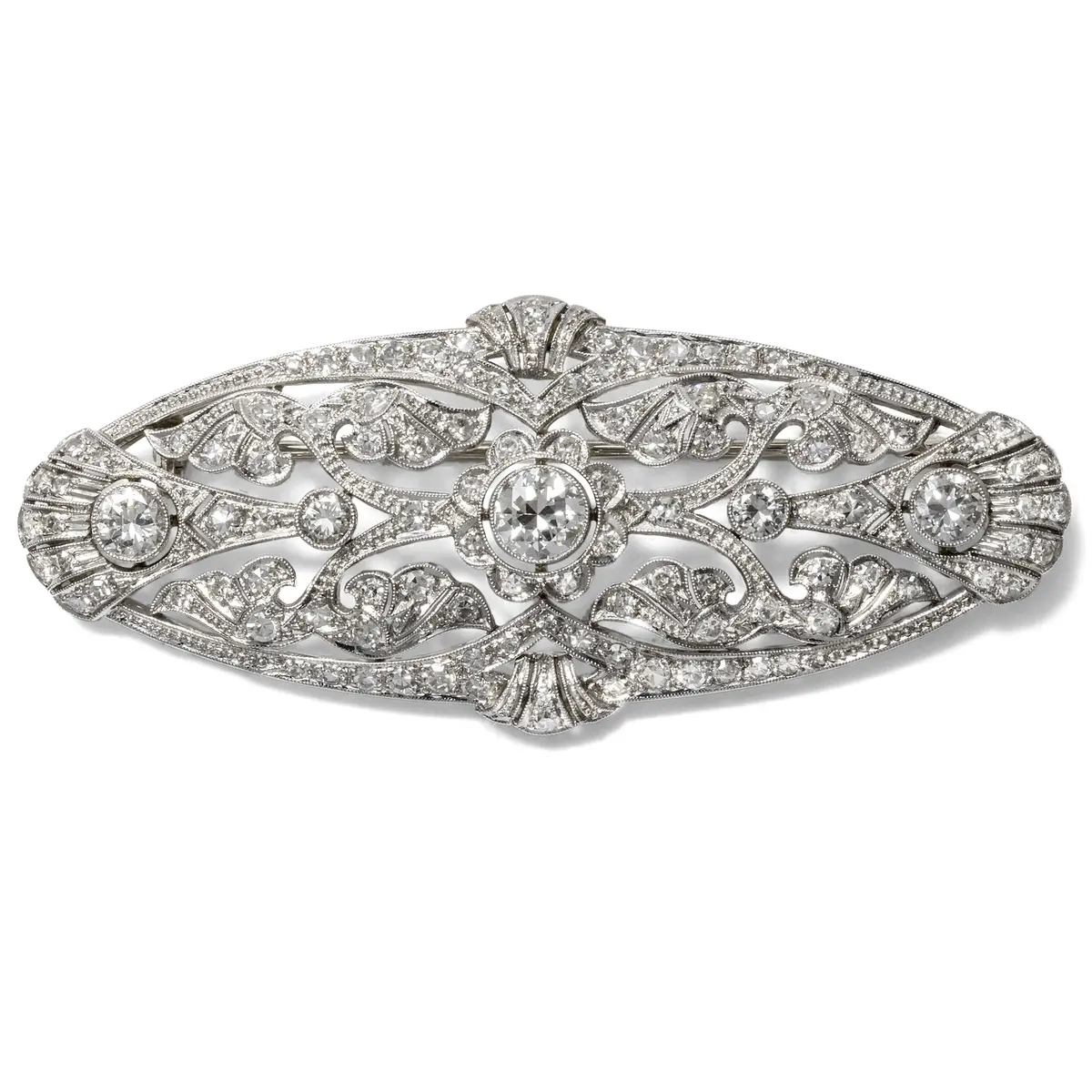 Magnificent Art Déco Brooch with 4.20 ct Diamonds in Platinum, circa 1930