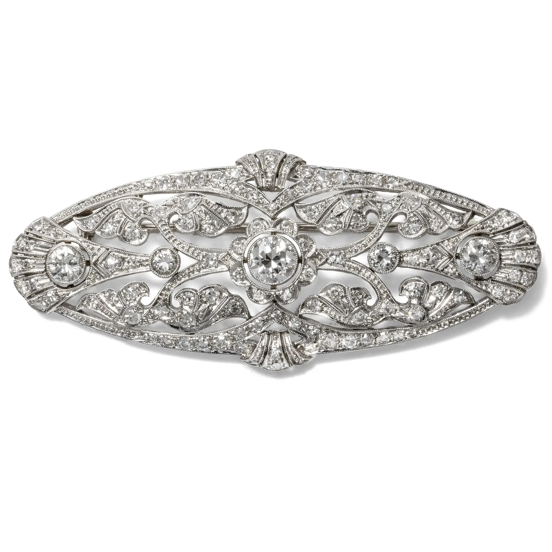 Magnificent Art Déco Brooch with 4.20 ct Diamonds in Platinum, circa 1930