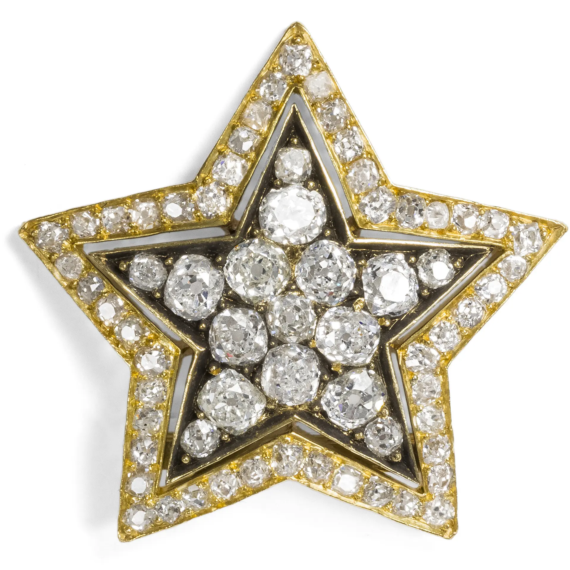 Antique Diamond Star With 7.18 ct Old European Cut Diamonds as Scarf