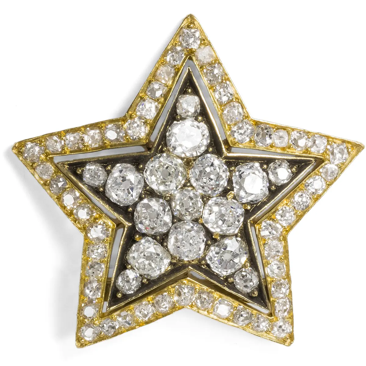 Antique Diamond Star With 7.18 ct Old European Cut Diamonds as Scarf