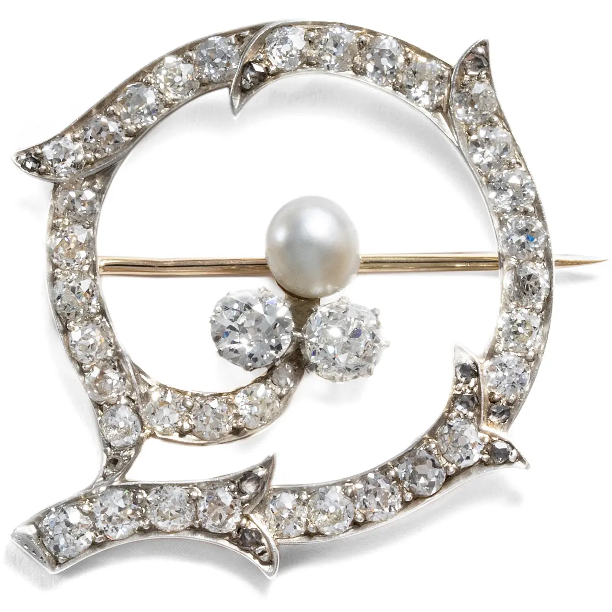 Precious Diamond Brooch With Natural Pearl, Paris ca. 1890