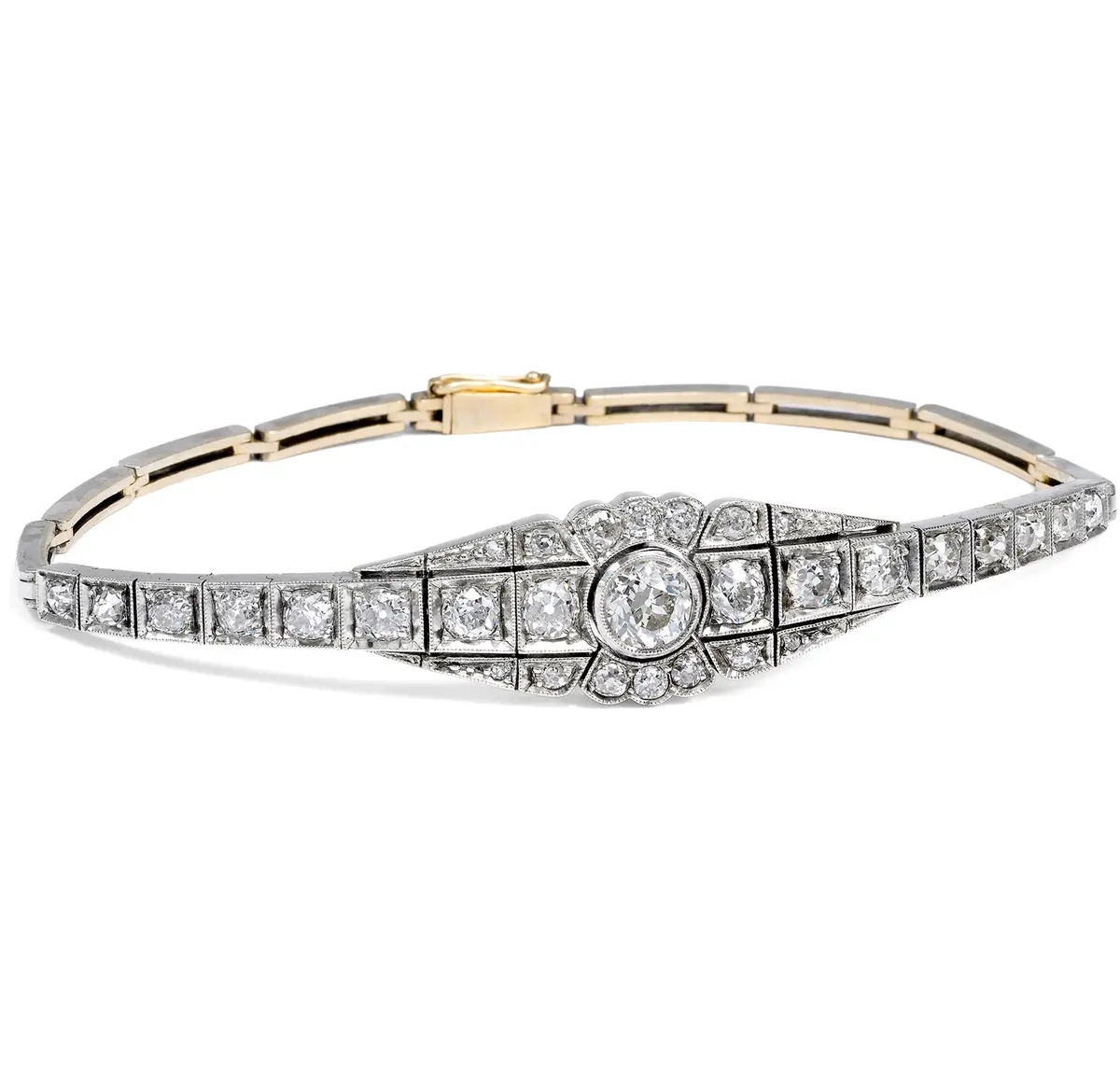 Magnificent Diamond Bracelet in Silver on Gold, St. Petersburg, 1927
