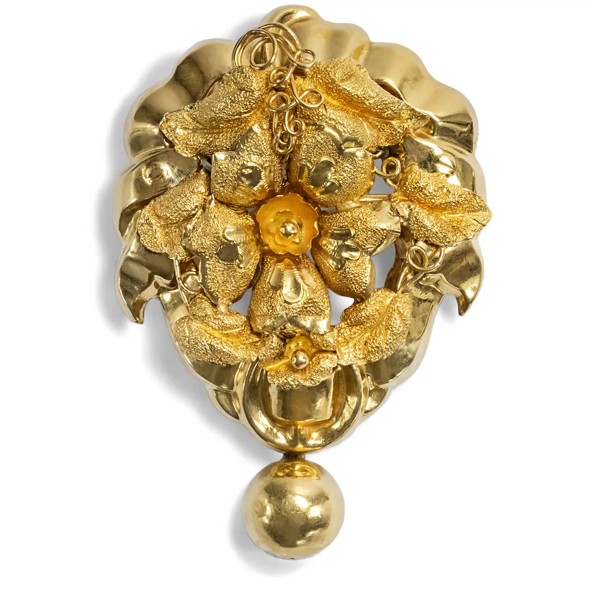 Large Early Victorian Naturalistic Gold Brooch, c. 1845