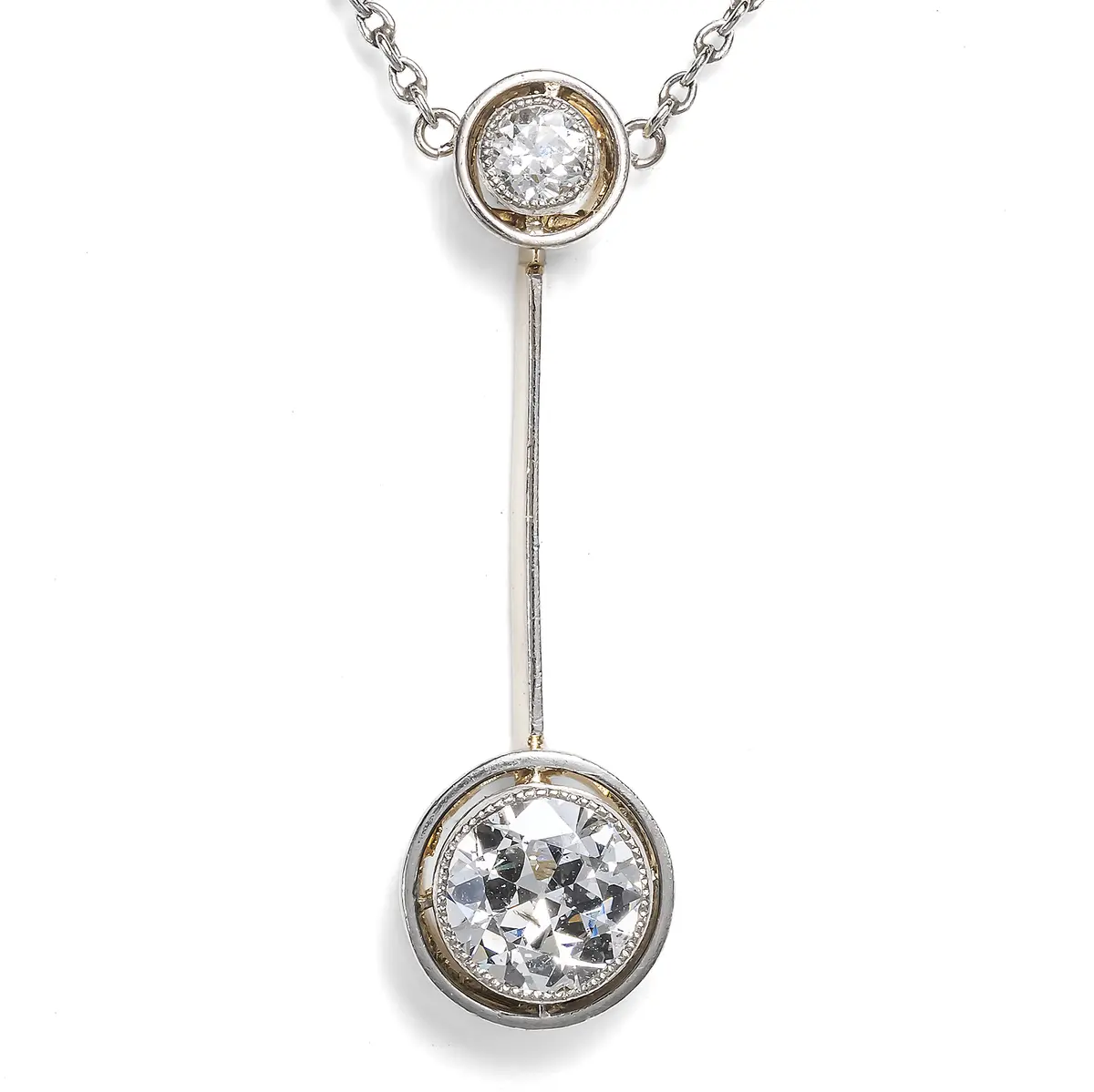 Delicate Antique Necklace with Diamonds in Platinum & Gold, c. 1910