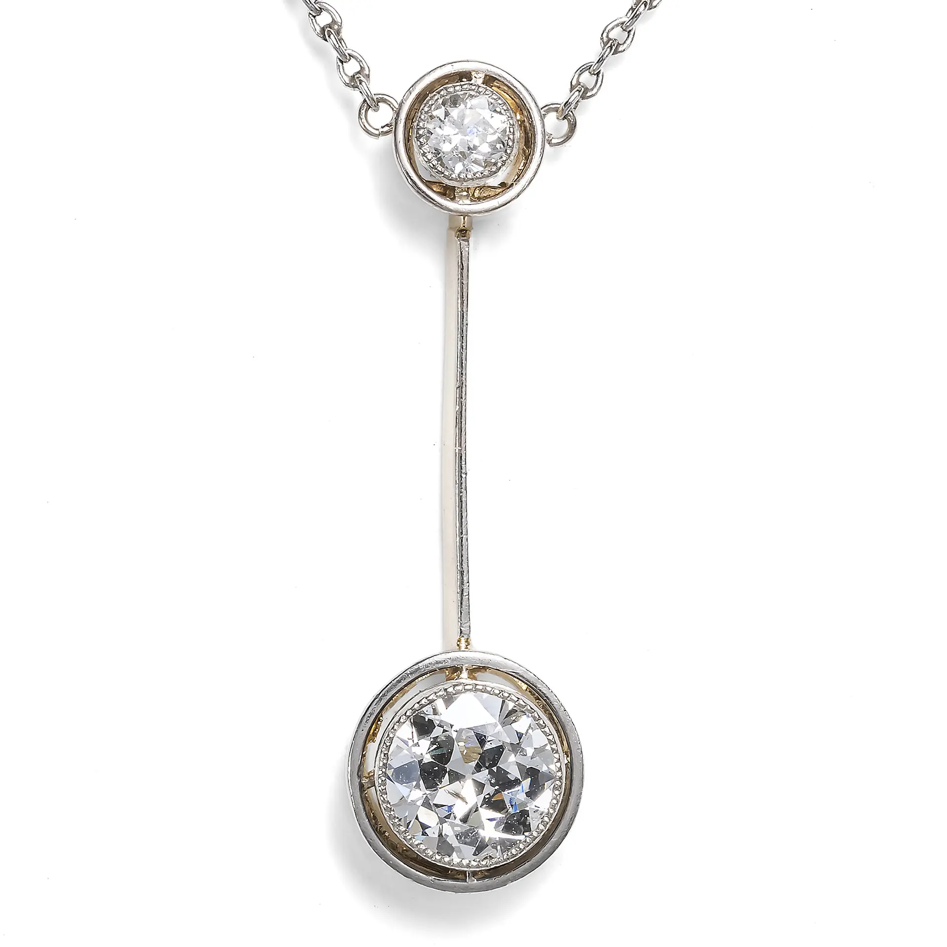 Delicate Antique Necklace with Diamonds in Platinum & Gold, c. 1910