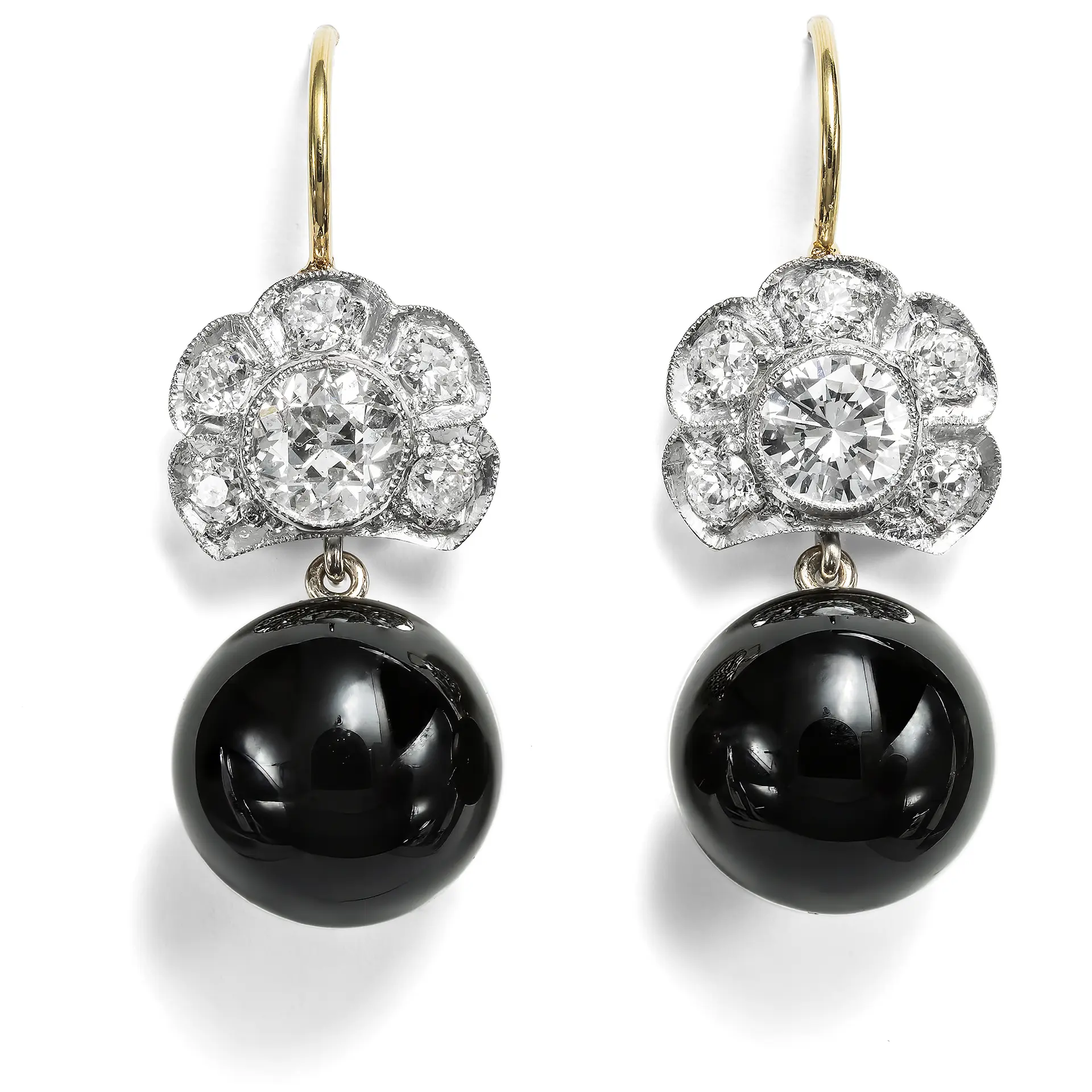 Earrings with Onyx & Art Deco Diamond Elements, from Our Workshop