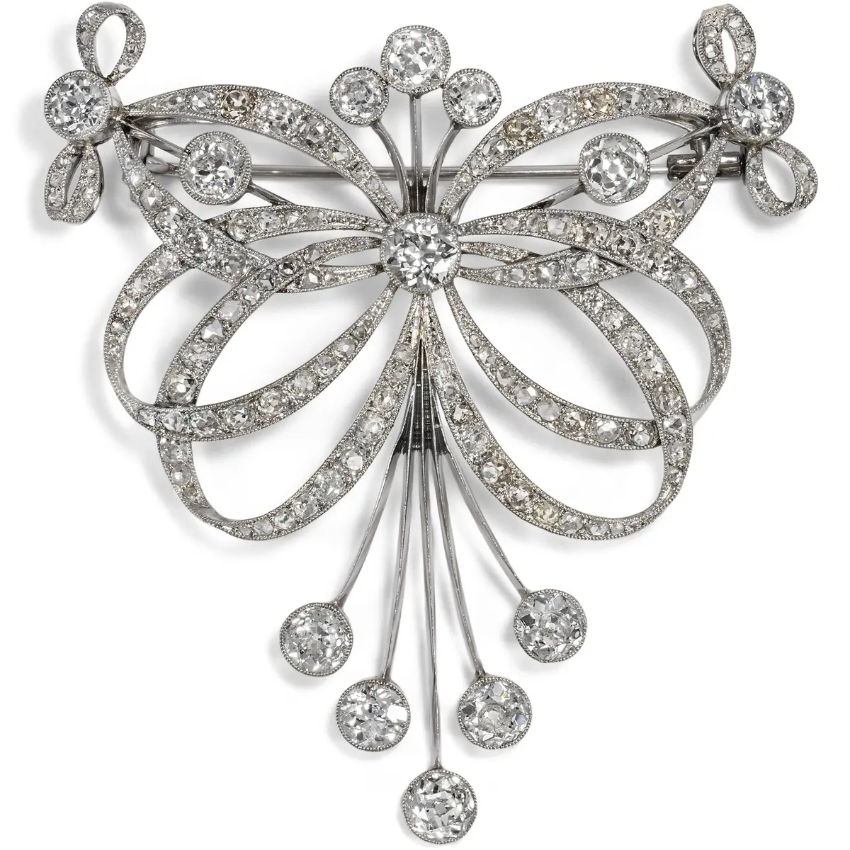 Antique Corsage Ornament with 11.80 ct Diamonds in Platinum, c. 1910