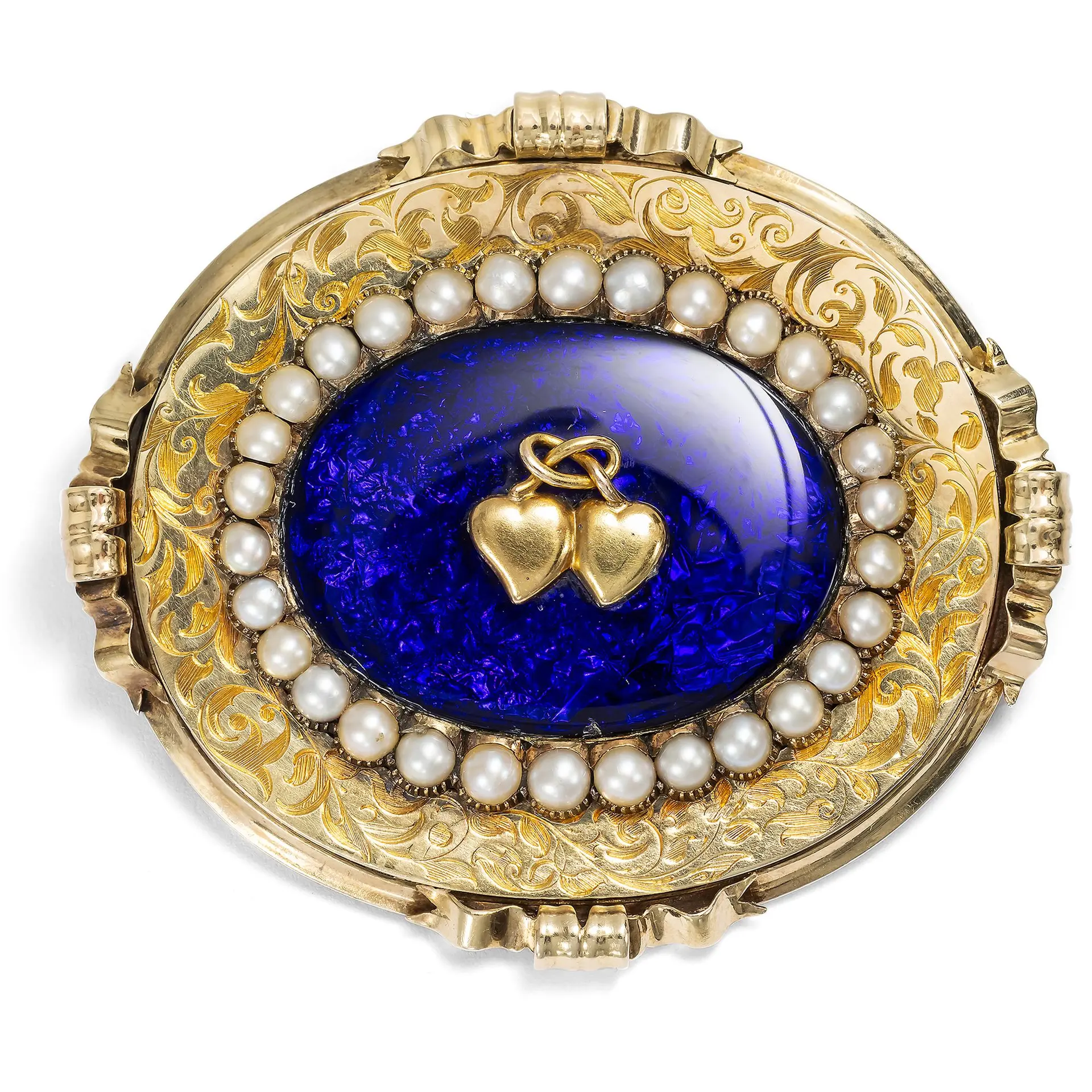 Large Commemorative Gold Brooch with Pearls, Great Britain 1854