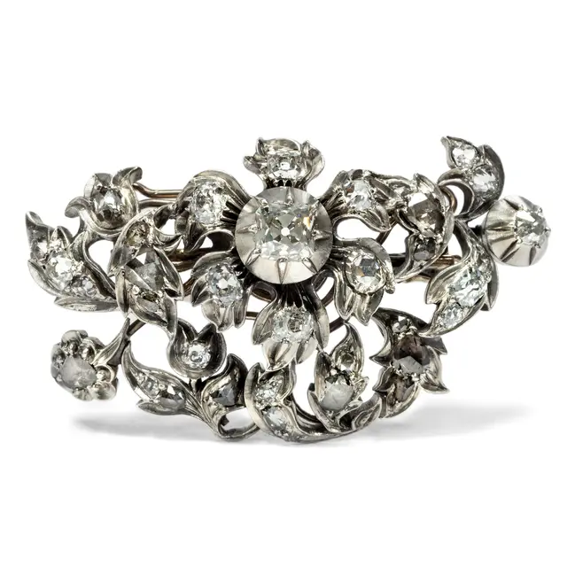 Antique diamond brooch of the Biedermeier period, around 1830
