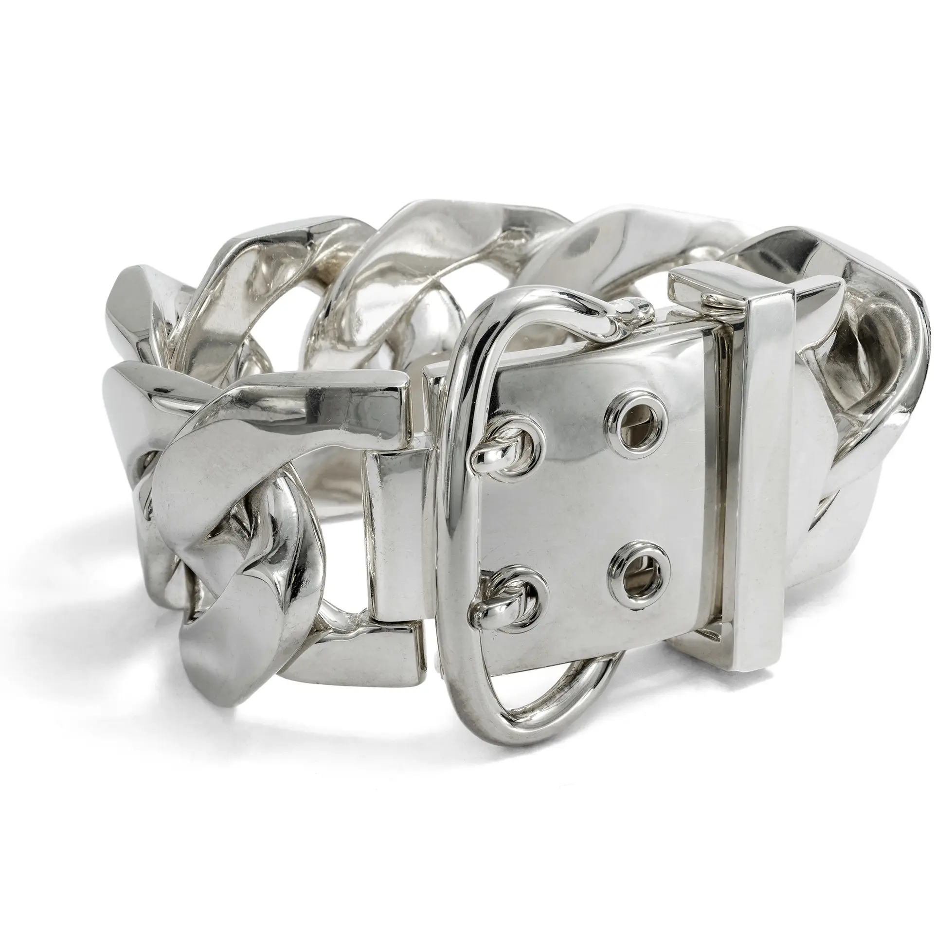 Wide Hermès “Ceinture” Bracelet in Silver, Paris, c. 2000