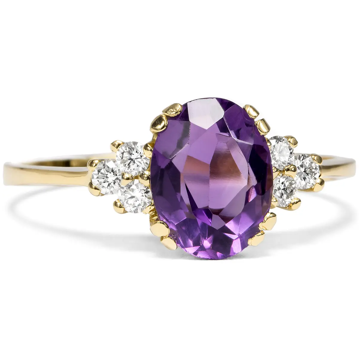 Unworn Ring With Amethyst & Diamonds in Gold From Our Workshop