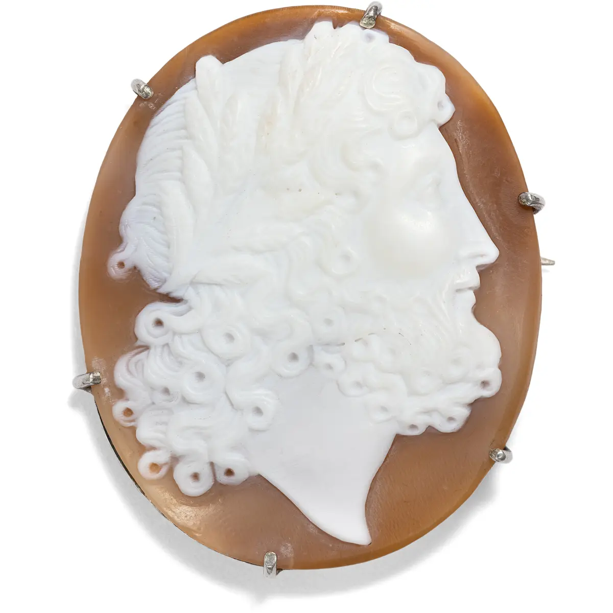 Exquisite Shell Cameo as a Brooch Set in Silver, Italy c. 1860