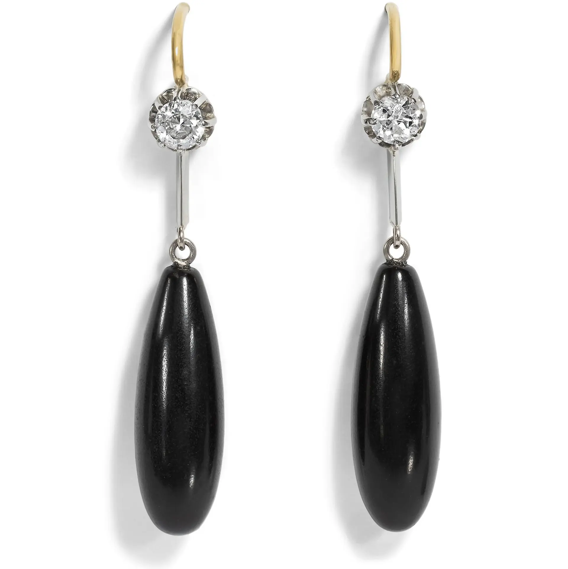 Large Jett & Diamond Earrings Made in Our Workshop