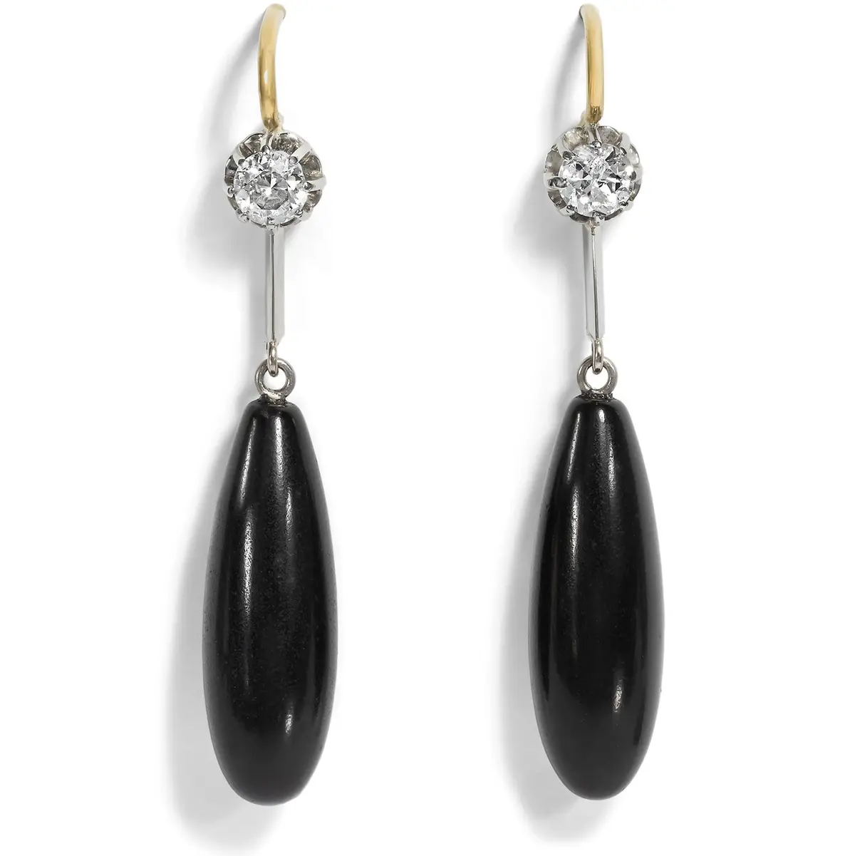 Large Jett & Diamond Earrings Made in Our Workshop