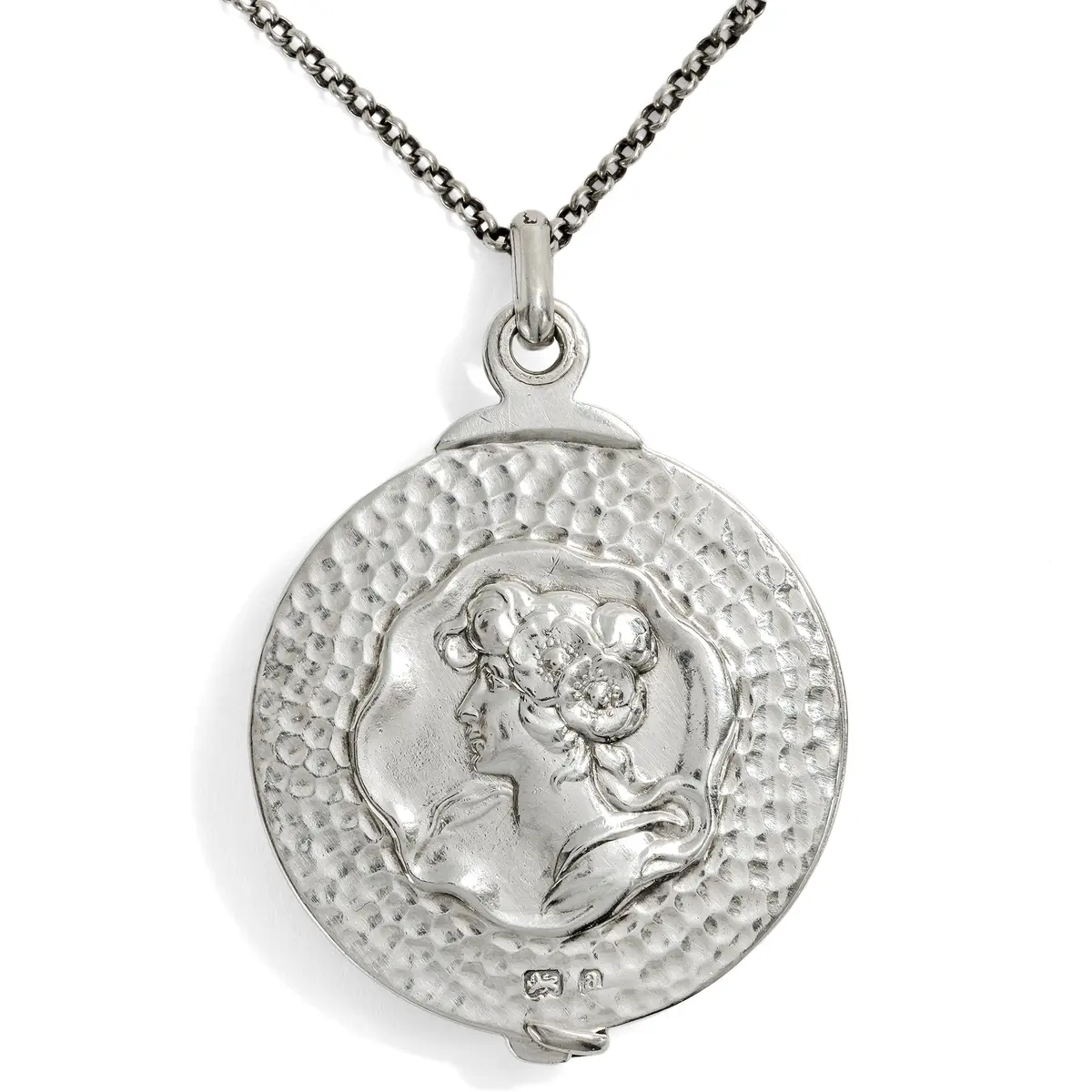 Large Antique Art Nouveau Silver Locket, Birmingham, 1900