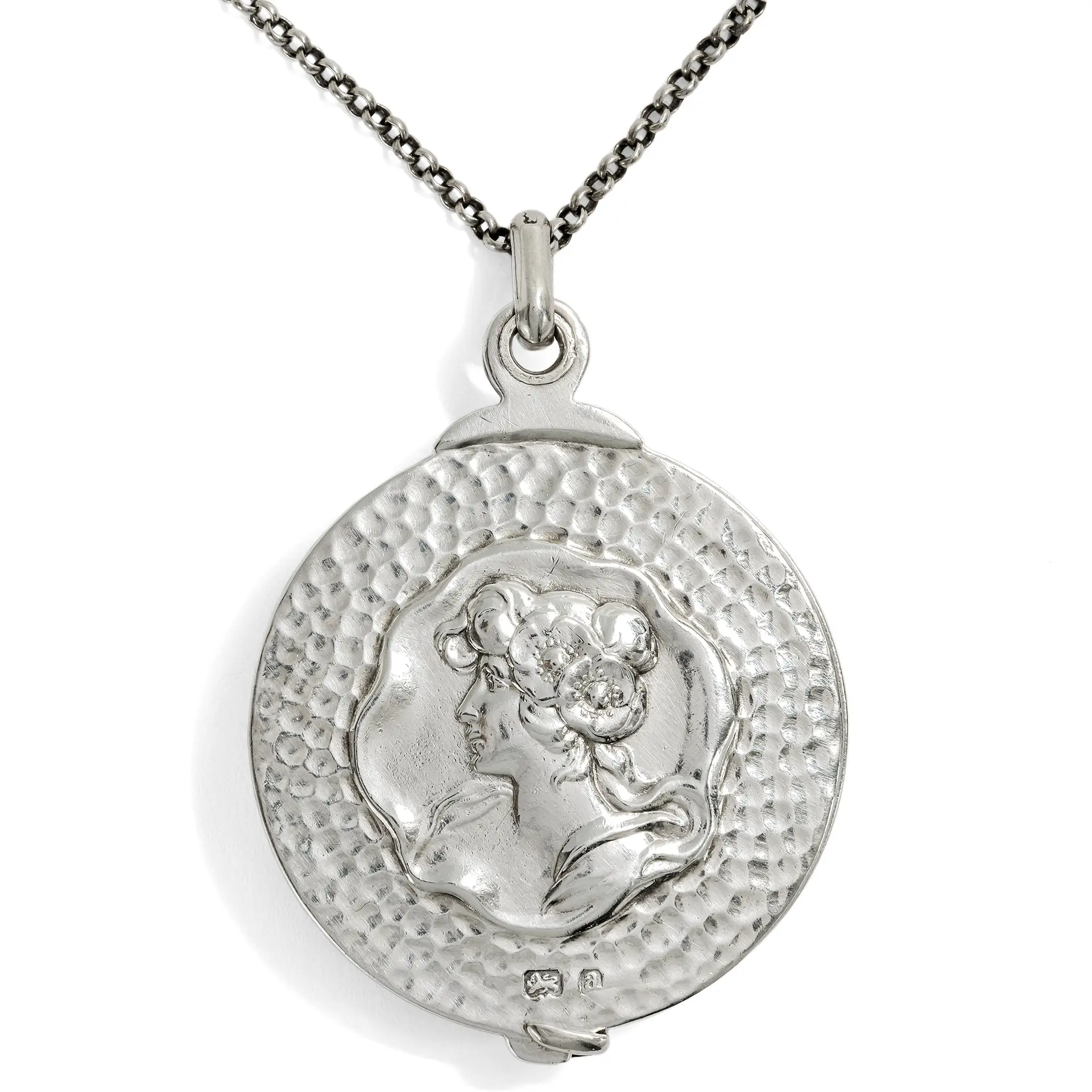 Large Antique Art Nouveau Silver Locket, Birmingham, 1900