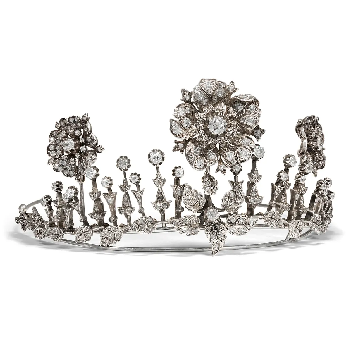 Convertible Antique Diamond Tiara in Silver, c. 1880