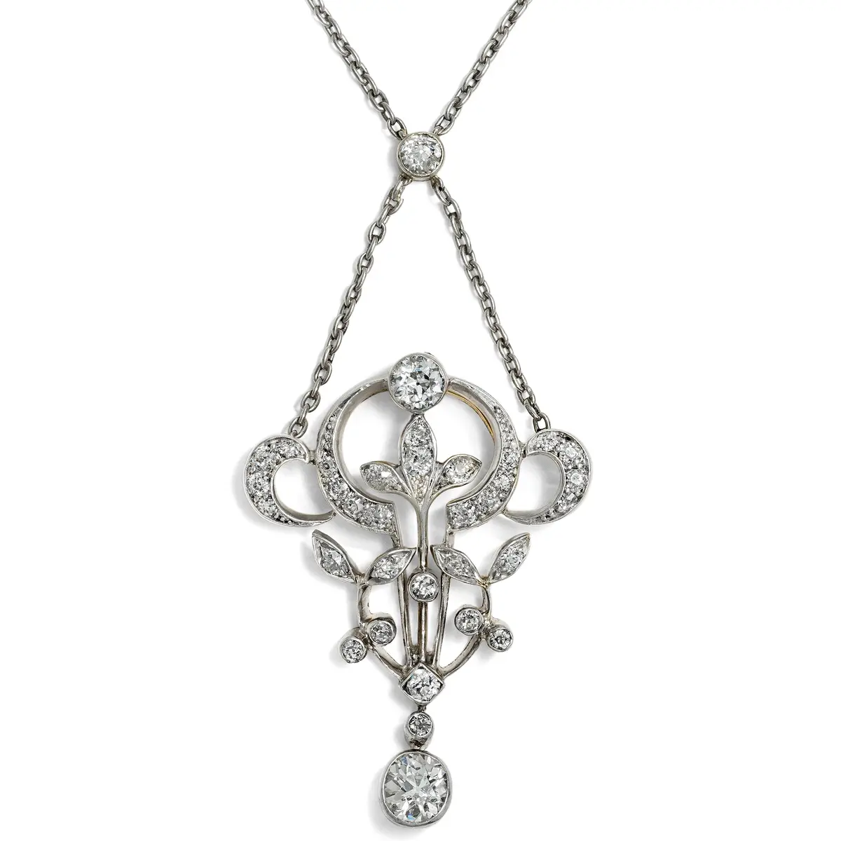 Antique Necklace with Diamonds In Gold & Silver, Vienna c. 1900